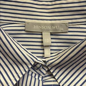 Hinson Wu Margot Relax Fit Shirt In Stripe/Gingham Blue/White Size 12